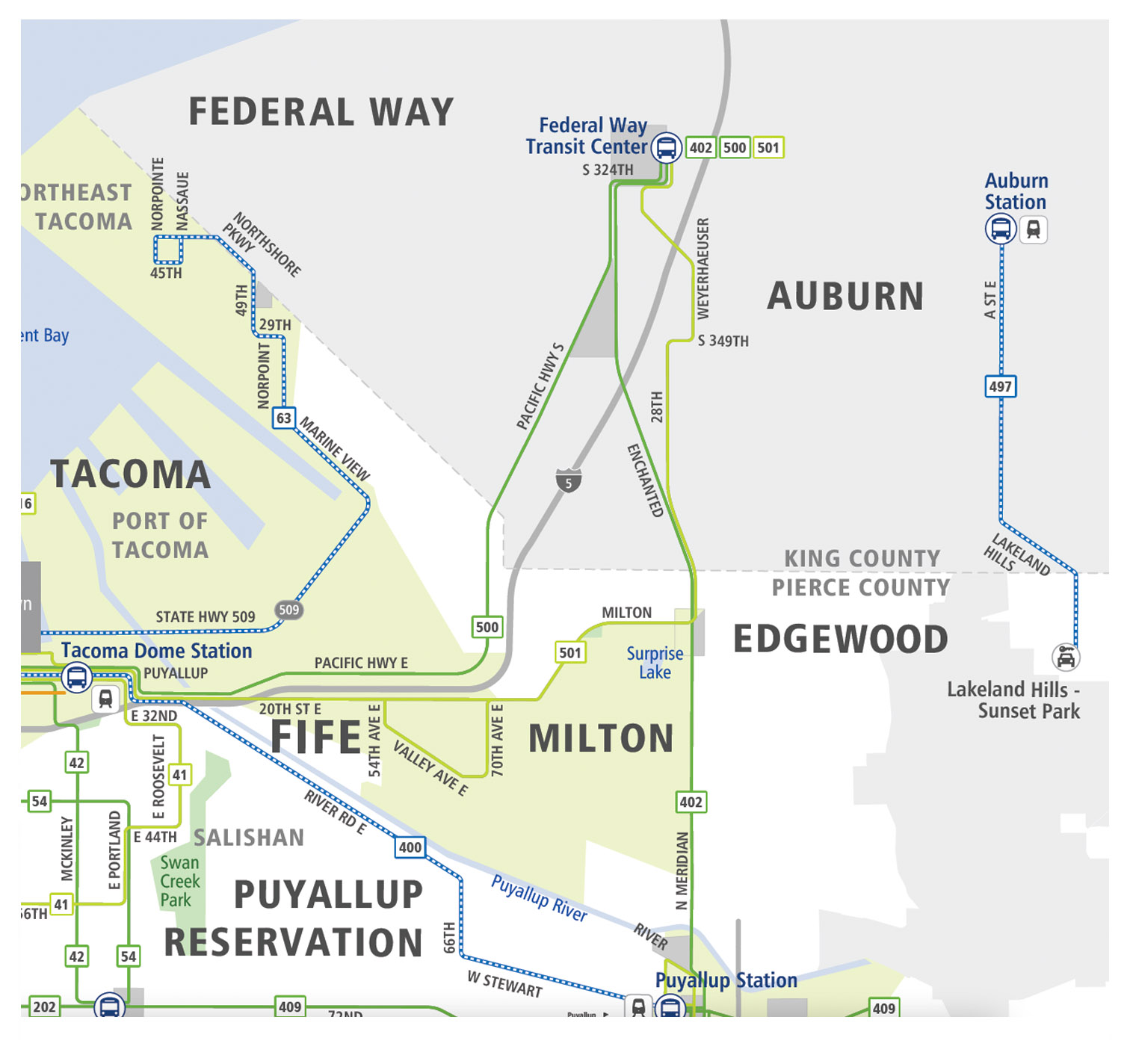 Pierce Transit NE System Map