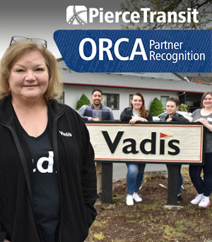 ORCA vadis woman standing in front of headquarters