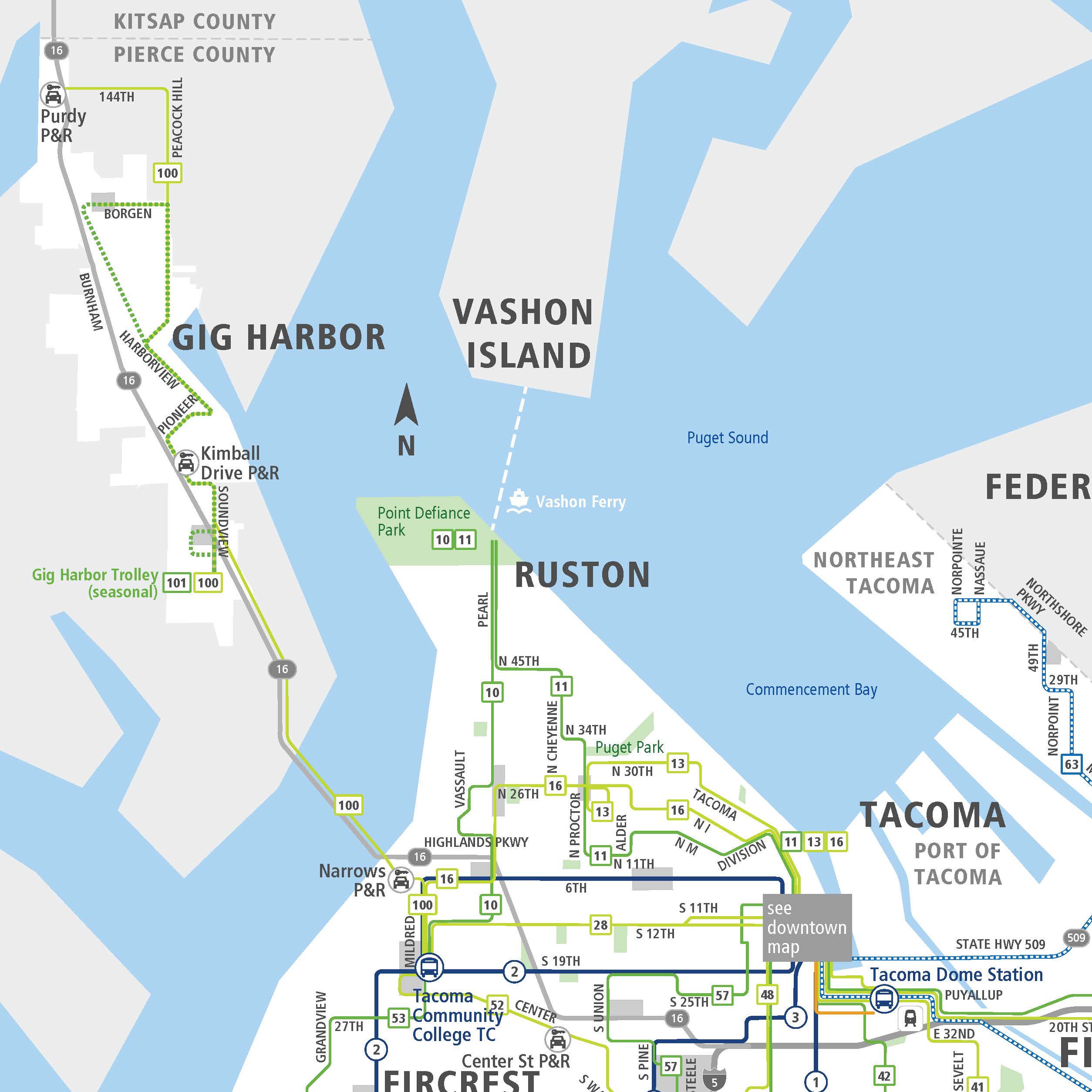 Pierce Transit NW System Map